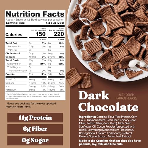 Catalina Crunch Protein Cereal   Sugar Free Breakfast Cereal with 11g of Protein   Gluten Free  Keto Friendly   Dark Chocolate & Cinnamon Toast Crunch  9 oz  Bags  Pack of 2 