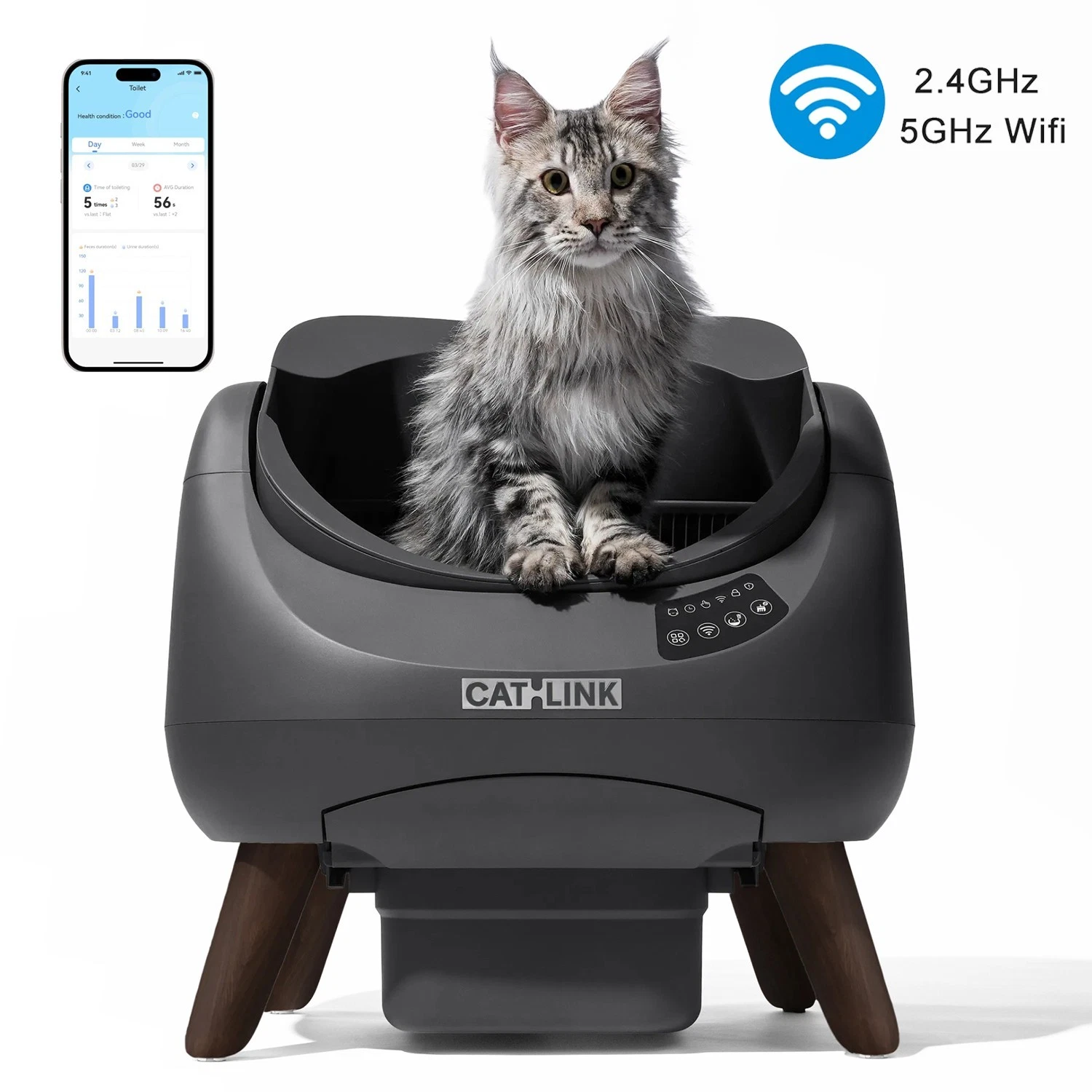 Catlink 5G Self Clean Cat Litter Box   Automatic Litter Box for Multiple Cats