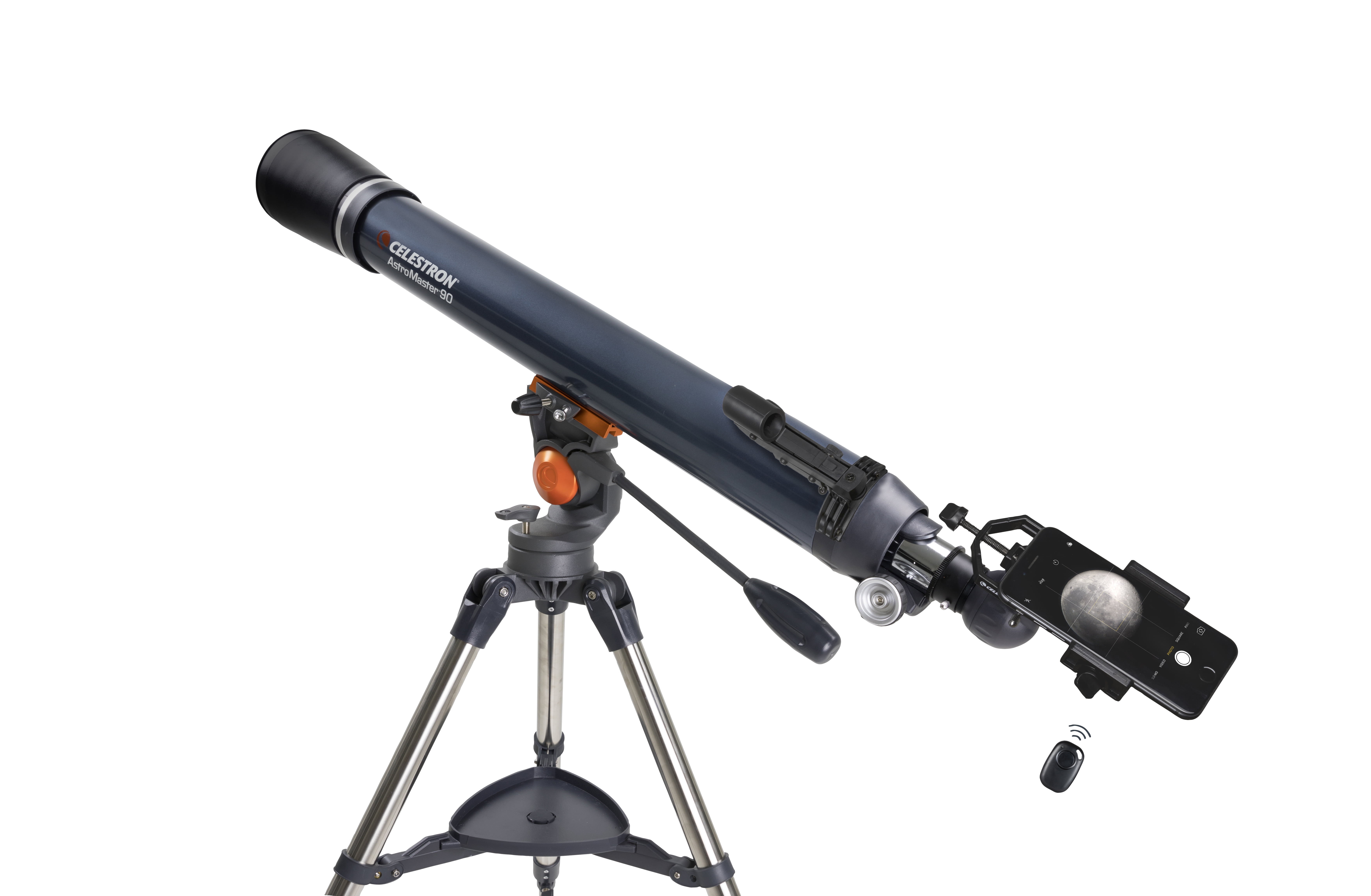 Celestron AstroMaster 90AZ Telescope with Smartphone Adapter & Bluetooth Remote