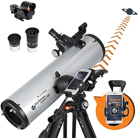 Celestron StarSense Explorer DX 130AZ App Enabled Telescope   130mm Newtonian Reflector with Smartphone Dock & StarSense App   iPhone & Android Compatible   Easy to Use for Beginners