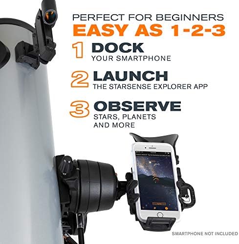 Celestron StarSense Explorer DX 130AZ App Enabled Telescope   130mm Newtonian Reflector with Smartphone Dock & StarSense App   iPhone & Android Compatible   Easy to Use for Beginners