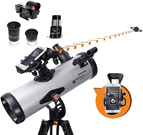 Celestron StarSense Explorer LT 114AZ App Enabled Telescope   114mm Newtonian Reflector with Smartphone Dock & StarSense App   iPhone & Android Compatible   Easy to Use for Beginners