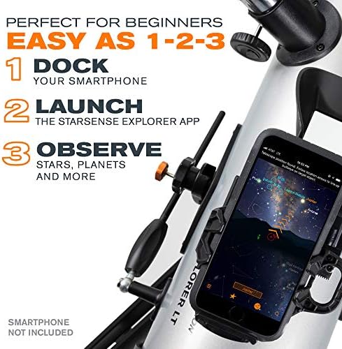 Celestron StarSense Explorer LT 114AZ App Enabled Telescope   114mm Newtonian Reflector with Smartphone Dock & StarSense App   iPhone & Android Compatible   Easy to Use for Beginners