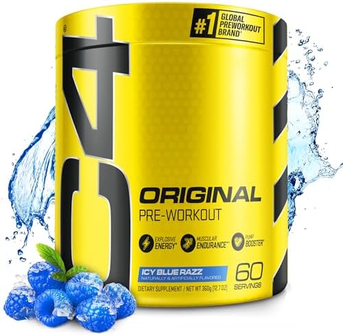 Cellucor C4 Original Pre Workout Powder ICY Blue Razz   Vitamin C for Immune Support   Sugar Free Preworkout Energy for Men & Women   150mg Caffeine Plus Beta Alanine Plus Creatine   60 Servings