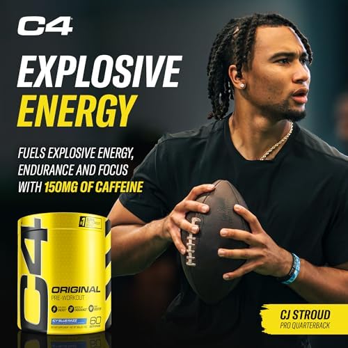 Cellucor C4 Original Pre Workout Powder ICY Blue Razz   Vitamin C for Immune Support   Sugar Free Preworkout Energy for Men & Women   150mg Caffeine Plus Beta Alanine Plus Creatine   60 Servings
