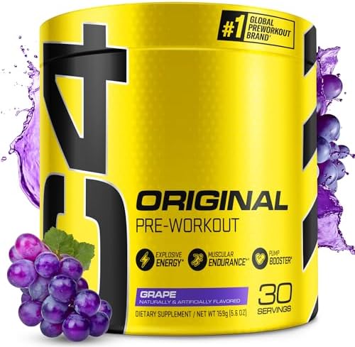 Cellucor C4 Original Pre Workout Powder ICY Blue Razz   Vitamin C for Immune Support   Sugar Free Preworkout Energy for Men & Women   150mg Caffeine Plus Beta Alanine Plus Creatine   60 Servings