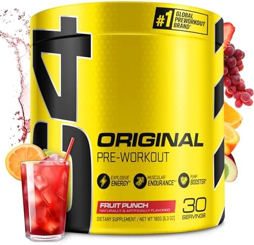 Cellucor C4 Original Pre Workout Powder ICY Blue Razz   Vitamin C for Immune Support   Sugar Free Preworkout Energy for Men & Women   150mg Caffeine Plus Beta Alanine Plus Creatine   60 Servings