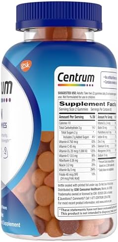 Centrum MultiGummies Gummy Multivitamin for Men  Multivitamin/Multimineral Supplement with Selenium  Antioxidants and Vitamin D3  Assorted Fruit Flavor   170 Count