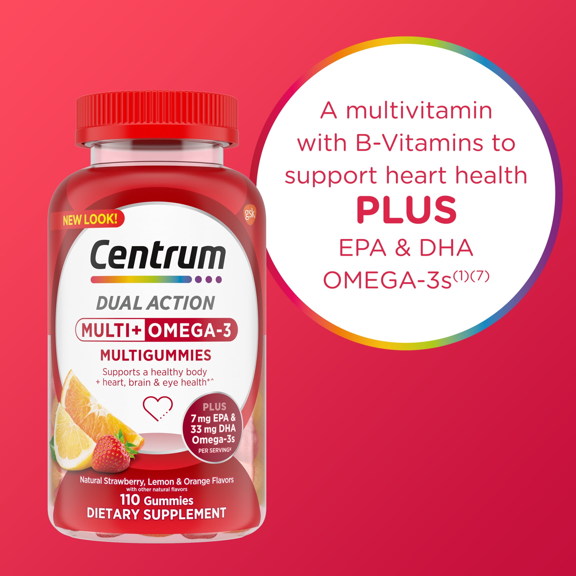 Centrum Multigummies Adult Gummy Vitamins  Multivitamin With Vitamin B  C & E  Assorted Fruit  110 Count