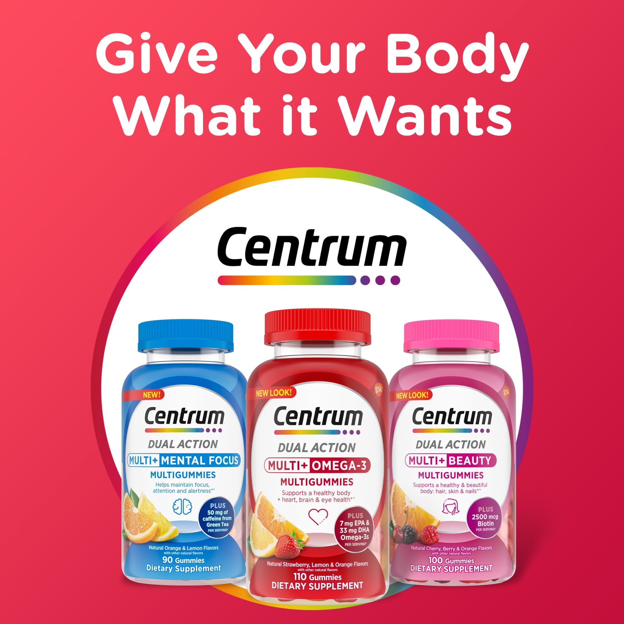 Centrum Multigummies Adult Gummy Vitamins  Multivitamin With Vitamin B  C & E  Assorted Fruit  110 Count