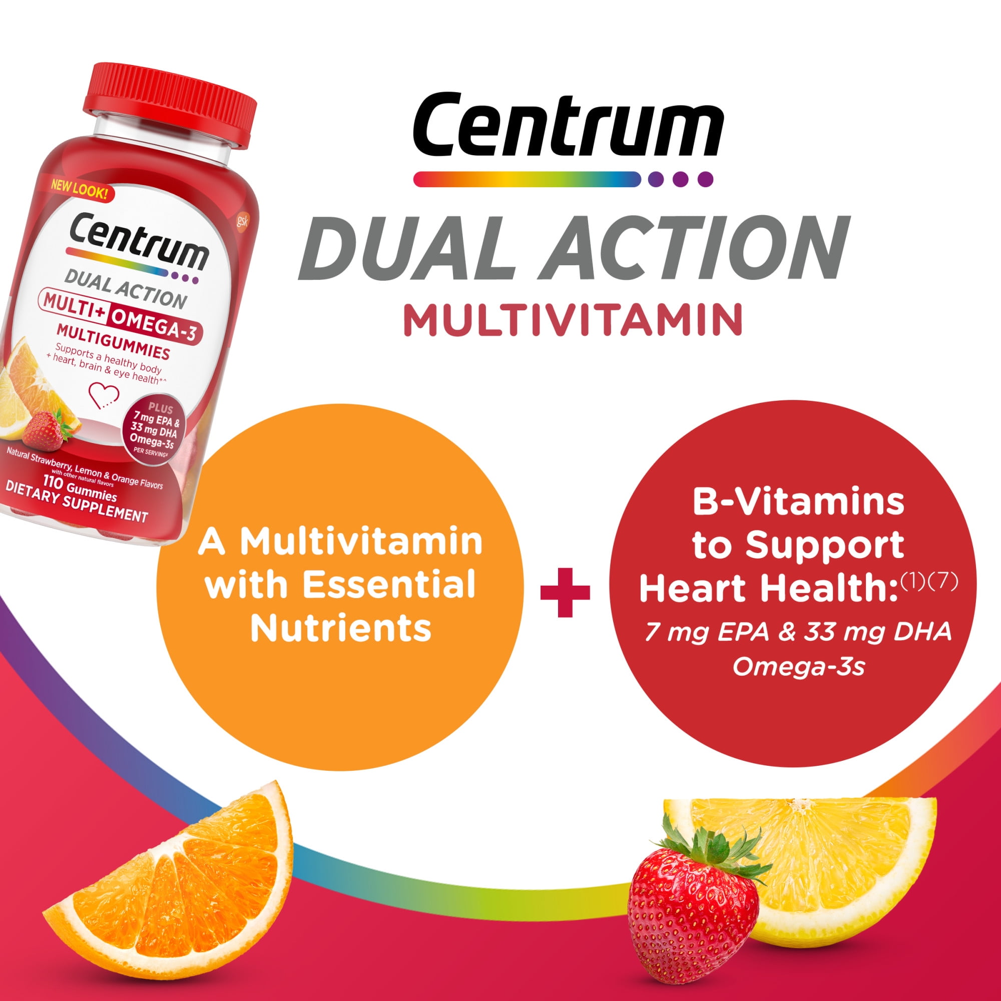Centrum Multigummies Adult Gummy Vitamins  Multivitamin With Vitamin B  C & E  Assorted Fruit  110 Count