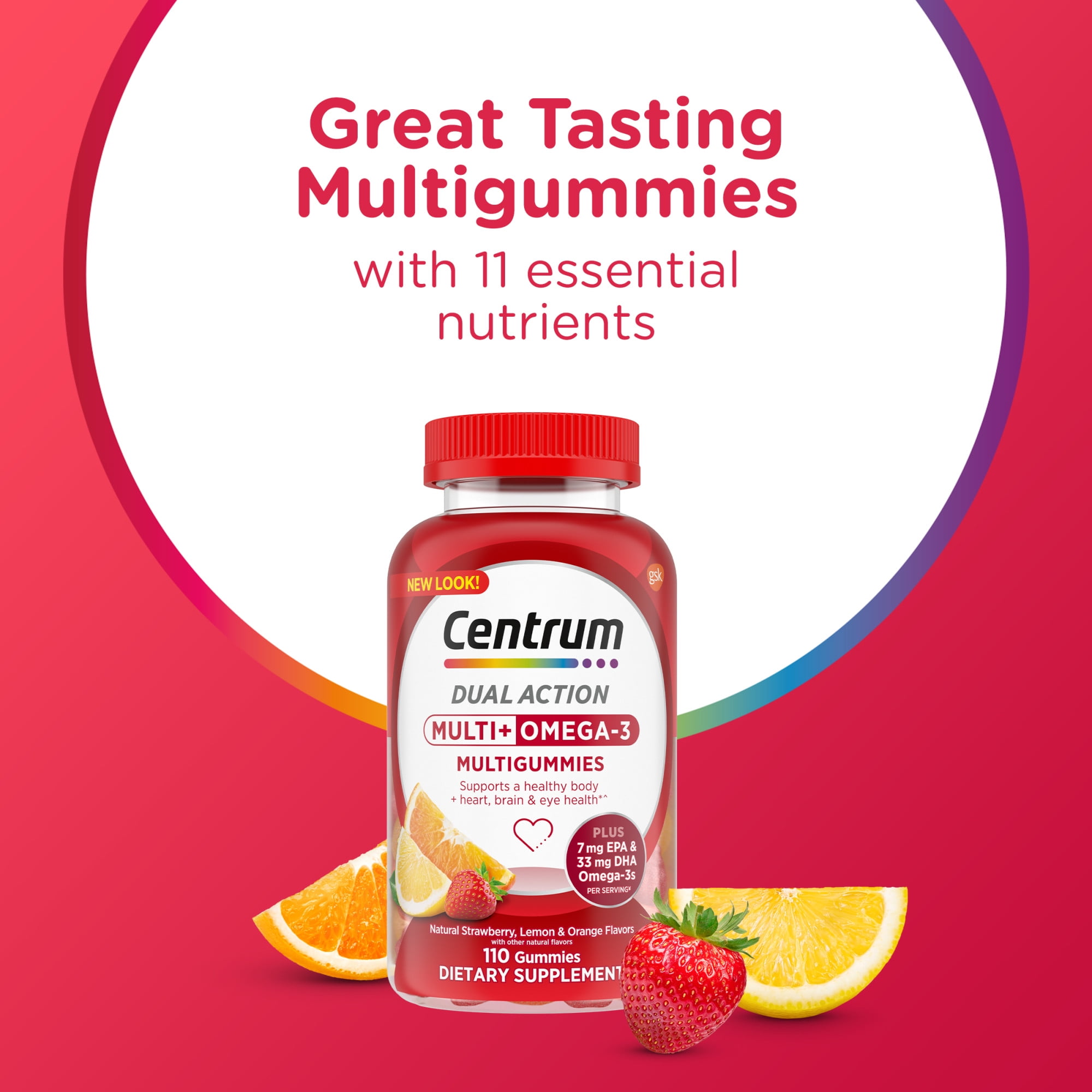 Centrum Multigummies Adult Gummy Vitamins  Multivitamin With Vitamin B  C & E  Assorted Fruit  110 Count
