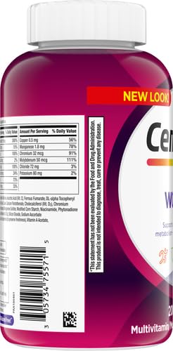Centrum Multivitamin Tablet for Women  Multivitamin/Multimineral Supplement with Iron  Vitamin D3  B Vitamins and Antioxidant Vitamins C and E  Gluten Free  Non GMO Ingredients   200 Count