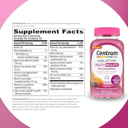 Centrum Multivitamin Gummy  100 Count  Pack of 1 