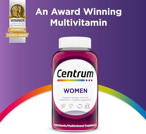 Centrum Tableta multivitamínica para mujer, suplemento multivitamínico/multimineral con hierro, vitamina D3, vitaminas B y antioxidantes vitaminas C y E, sin gluten, ingredientes sin OMG, 200 unidades