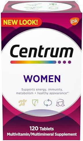 Centrum Multivitamin for Women  Multivitamin/Multimineral Supplement with Iron  Vitamin D3  B Vitamins and Antioxidant Vitamins C and E  Gluten Free  Non GMO Ingredients   120 Count
