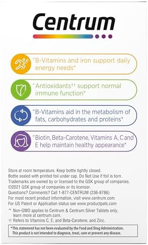 Centrum Multivitamin for Women  Multivitamin/Multimineral Supplement with Iron  Vitamin D3  B Vitamins and Antioxidant Vitamins C and E  Gluten Free  Non GMO Ingredients   120 Count
