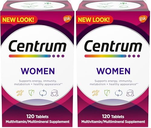 Centrum Multivitamin for Women  Multivitamin/Multimineral Supplement with Iron  Vitamin D3  B Vitamins and Antioxidant Vitamins C and E  Gluten Free  Non GMO Ingredients   120 Count