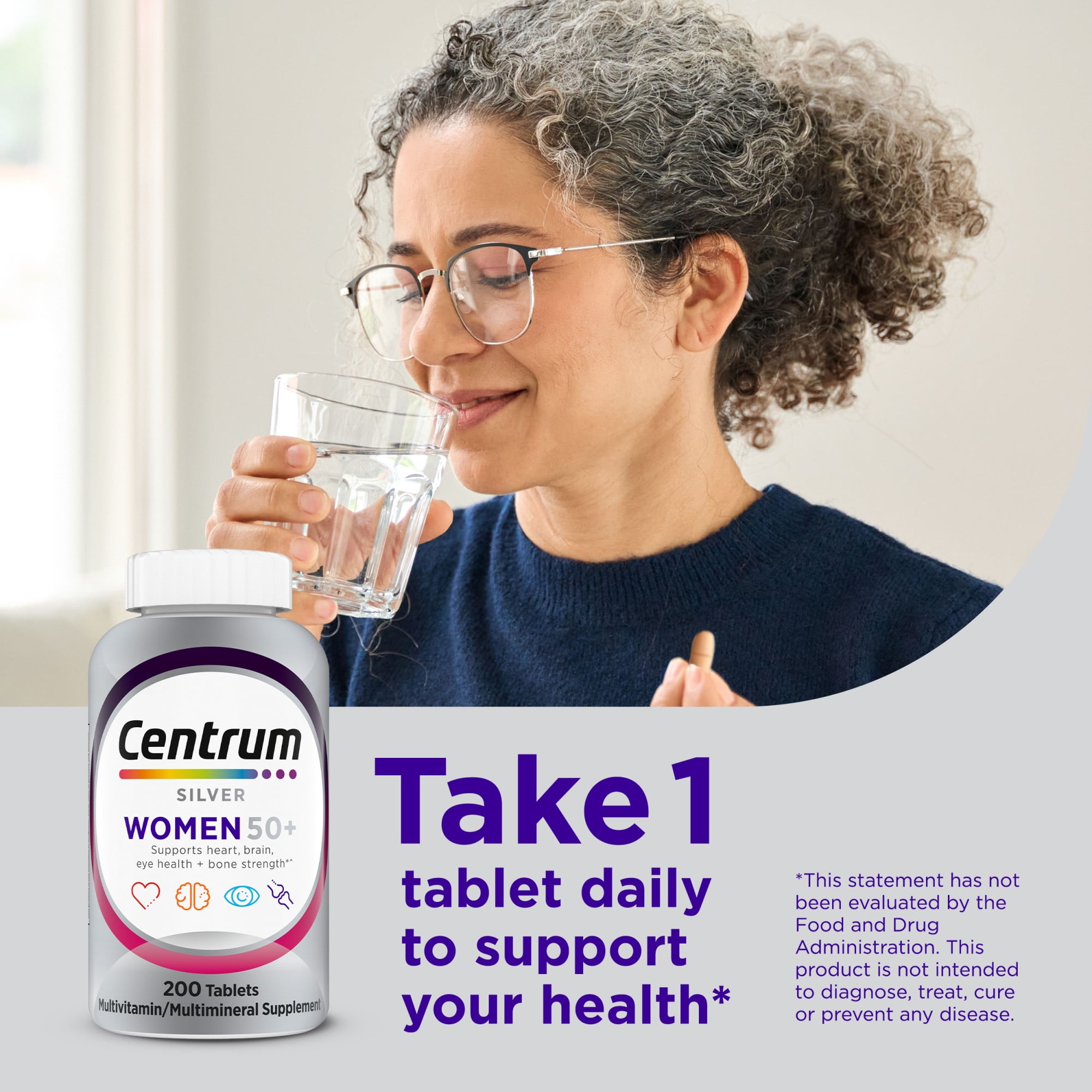 Centrum Silver Womens 50 Plus Multivitamin With Vitamin B  C  D3 & E  200 Count