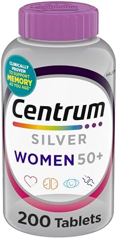 Centrum Silver Womens Multivitamin for Women 50 Plus  Multivitamin/Multimineral Supplement with Vitamin D3  B Vitamins  Non GMO Ingredients  Supports Memory and Cognition in Older Adults   200 Ct