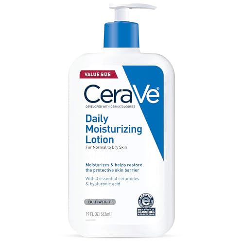 CeraVe Daily Moisturizing Lotion for Dry Skin  Body Lotion & Face Moisturizer with Hyaluronic Acid and Ceramides  Daily Moisturizer  Fragrance Free  Oil Free  19 Ounce