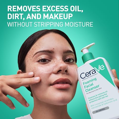CeraVe Foaming Facial Cleanser  Daily Face Wash for Oily Skin  Hyaluronic Acid   Ceramides   Niacinamide  Fragrance Free & Paraben Free  Non Drying Oil Control Face Wash  19 Fluid Ounce