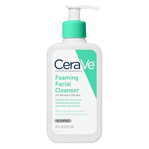 CeraVe Foaming Facial Cleanser  Daily Face Wash for Oily Skin  Hyaluronic Acid   Ceramides   Niacinamide  Fragrance Free & Paraben Free  Non Drying Oil Control Face Wash  19 Fluid Ounce