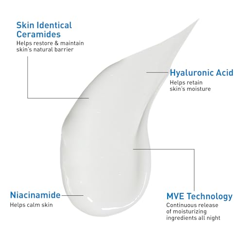 CeraVe PM Facial Moisturizing Lotion  Night Cream with Hyaluronic Acid and Niacinamide  Ultra Lightweight  Oil Free Moisturizer for Face  3 Ounce