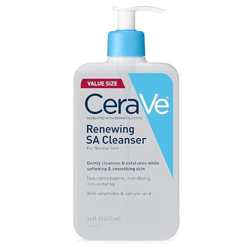 CeraVe Limpiador renovador de ácido salicílico, formulado con ácido hialurónico, niacinamida y ceramidas, suave jabón facial exfoliante BHA suaviza y suaviza la piel, no comedogénico y sin fragancia,