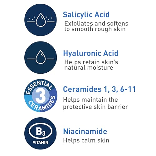 CeraVe Limpiador renovador de ácido salicílico, formulado con ácido hialurónico, niacinamida y ceramidas, suave jabón facial exfoliante BHA suaviza y suaviza la piel, no comedogénico y sin fragancia,