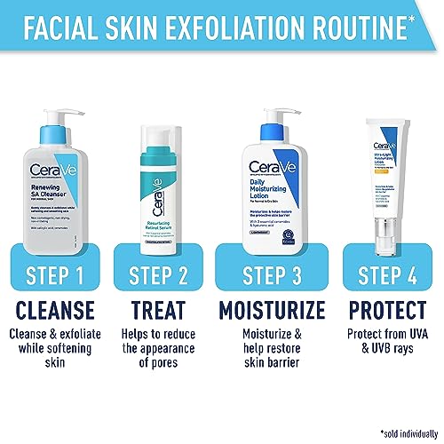 CeraVe Limpiador renovador de ácido salicílico, formulado con ácido hialurónico, niacinamida y ceramidas, suave jabón facial exfoliante BHA suaviza y suaviza la piel, no comedogénico y sin fragancia,