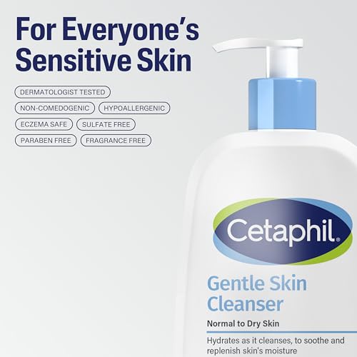Cetaphil Face Wash  Hydrating Gentle Skin Cleanser for Dry to Normal Sensitive Skin  20 oz  Fragrance Free  Soap Free and Non Foaming