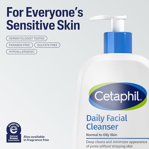 Cetaphil Face Wash  Daily Facial Cleanser for Sensitive  Combination to Oily Skin  20 oz  Gentle Foaming  Soap Free  Hypoallergenic