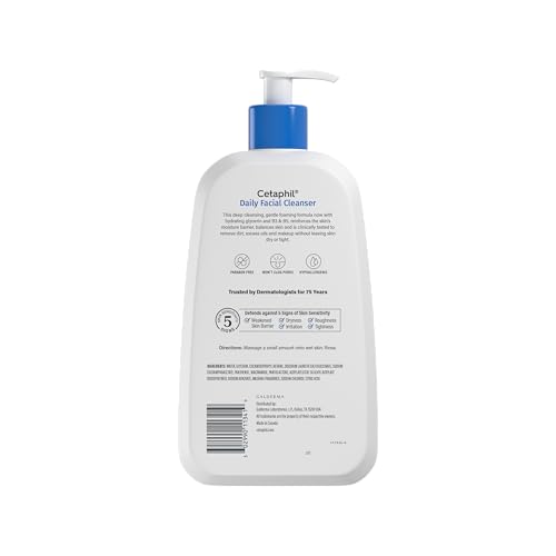 Cetaphil Face Wash  Daily Facial Cleanser for Sensitive  Combination to Oily Skin  20 oz  Gentle Foaming  Soap Free  Hypoallergenic