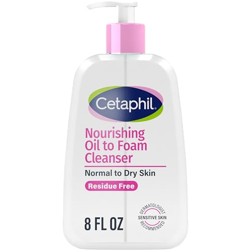 Cetaphil Nourishing Oil to Foam Facial Cleanser for Normal to Dry Skin  up to 24 Hour Hydration  8 fl oz