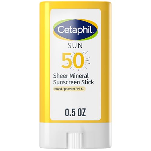 Cetaphil Sheer Mineral Sunscreen Stick for Face & Body  0 5oz  100  UVA/UVB Mineral Sunscreen  Zinc Oxide & Titanium Dioxide  Broad Spectrum SPF 50  For Sensitive Skin
