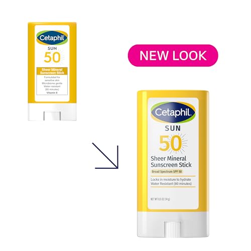 Cetaphil Sheer Mineral Sunscreen Stick for Face & Body  0 5oz  100  UVA/UVB Mineral Sunscreen  Zinc Oxide & Titanium Dioxide  Broad Spectrum SPF 50  For Sensitive Skin