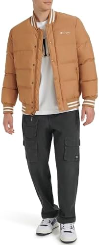 Champion Mens Varsity Bomber Puffer Jacket