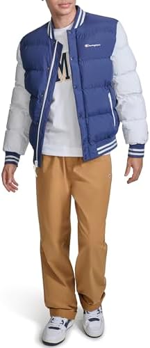 Champion Mens Varsity Bomber Puffer Jacket
