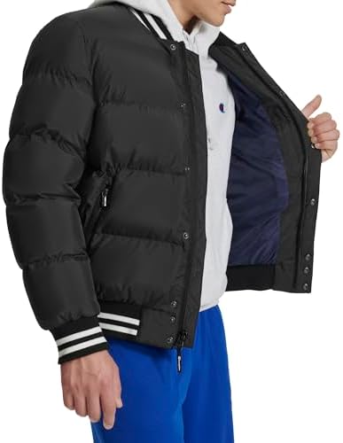 Champion Mens Varsity Bomber Puffer Jacket