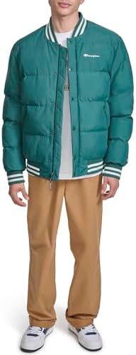 Champion Mens Varsity Bomber Puffer Jacket