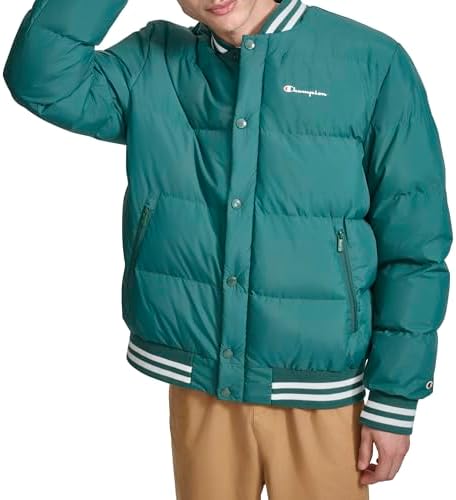 Champion Mens Varsity Bomber Puffer Jacket