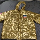 Champion X NASA Jacket Mens 2XL Gold Hooded Metallic Space Puffer USA Flag 1919