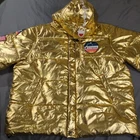 Champion X NASA Jacket Mens 2XL Gold Hooded Metallic Space Puffer USA Flag 1919