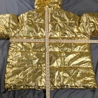 Champion X NASA Jacket Mens 2XL Gold Hooded Metallic Space Puffer USA Flag 1919