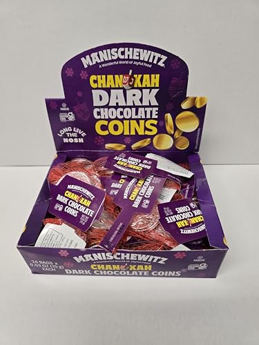 Chanukah Dark Chocolate Coins Gelt Pareve Box of 24 Bags