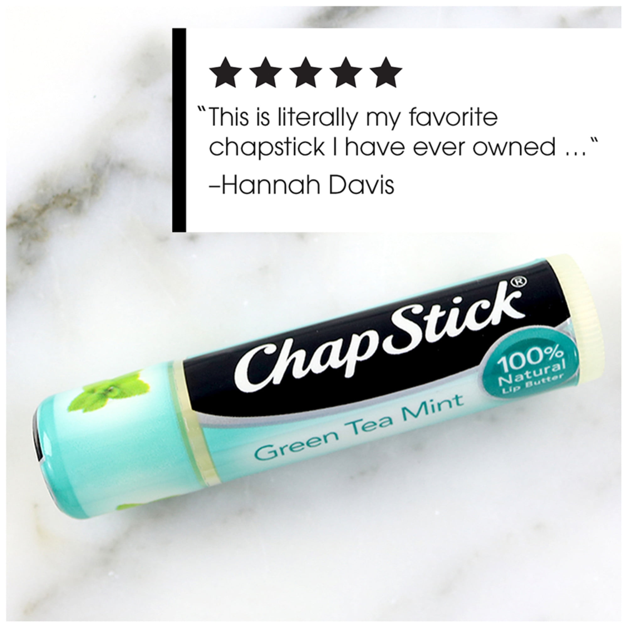ChapStick 100 Percent Natural Lip Butter  Green Tea Mint Flavored  0 15 Oz