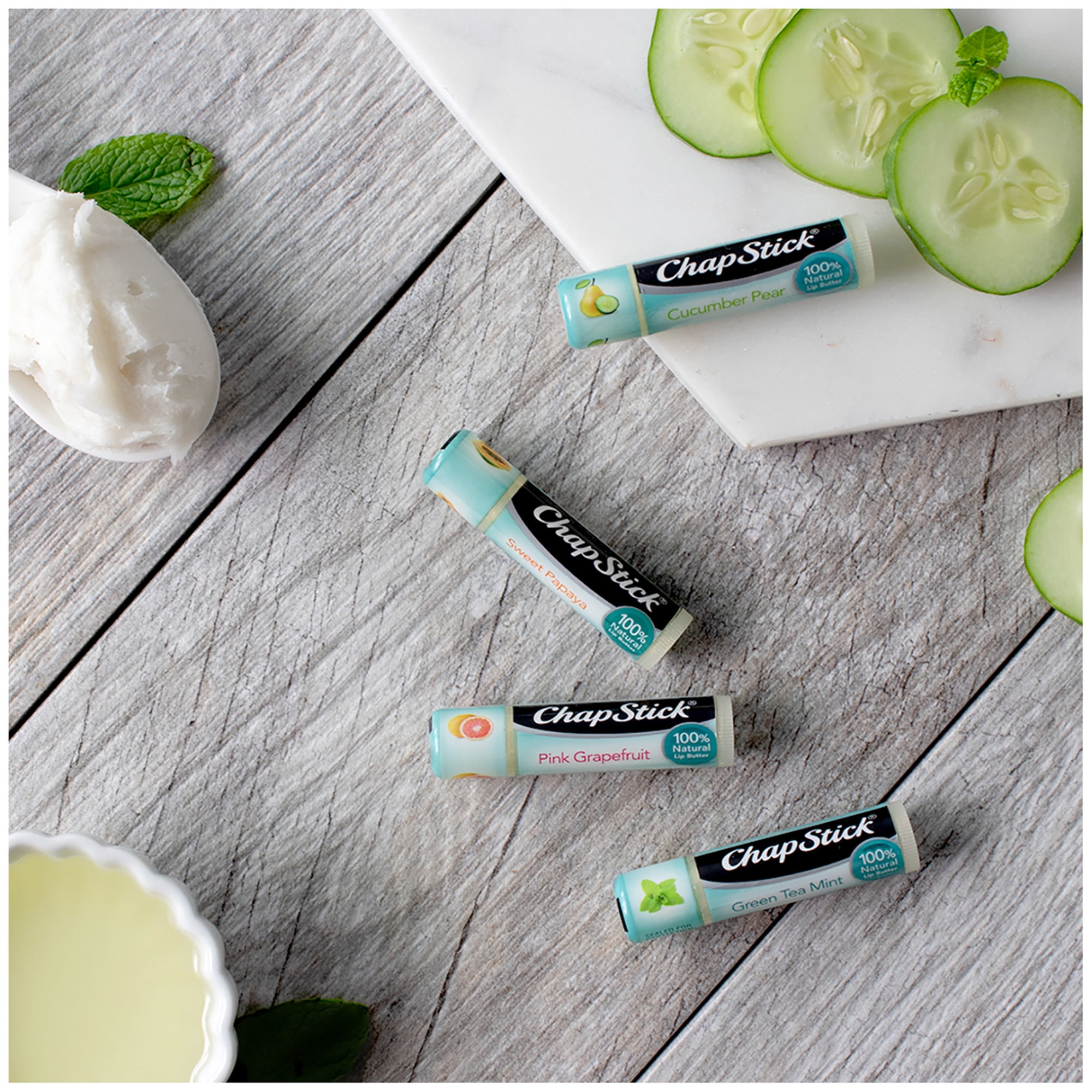 ChapStick 100 Percent Natural Lip Butter  Green Tea Mint Flavored  0 15 Oz