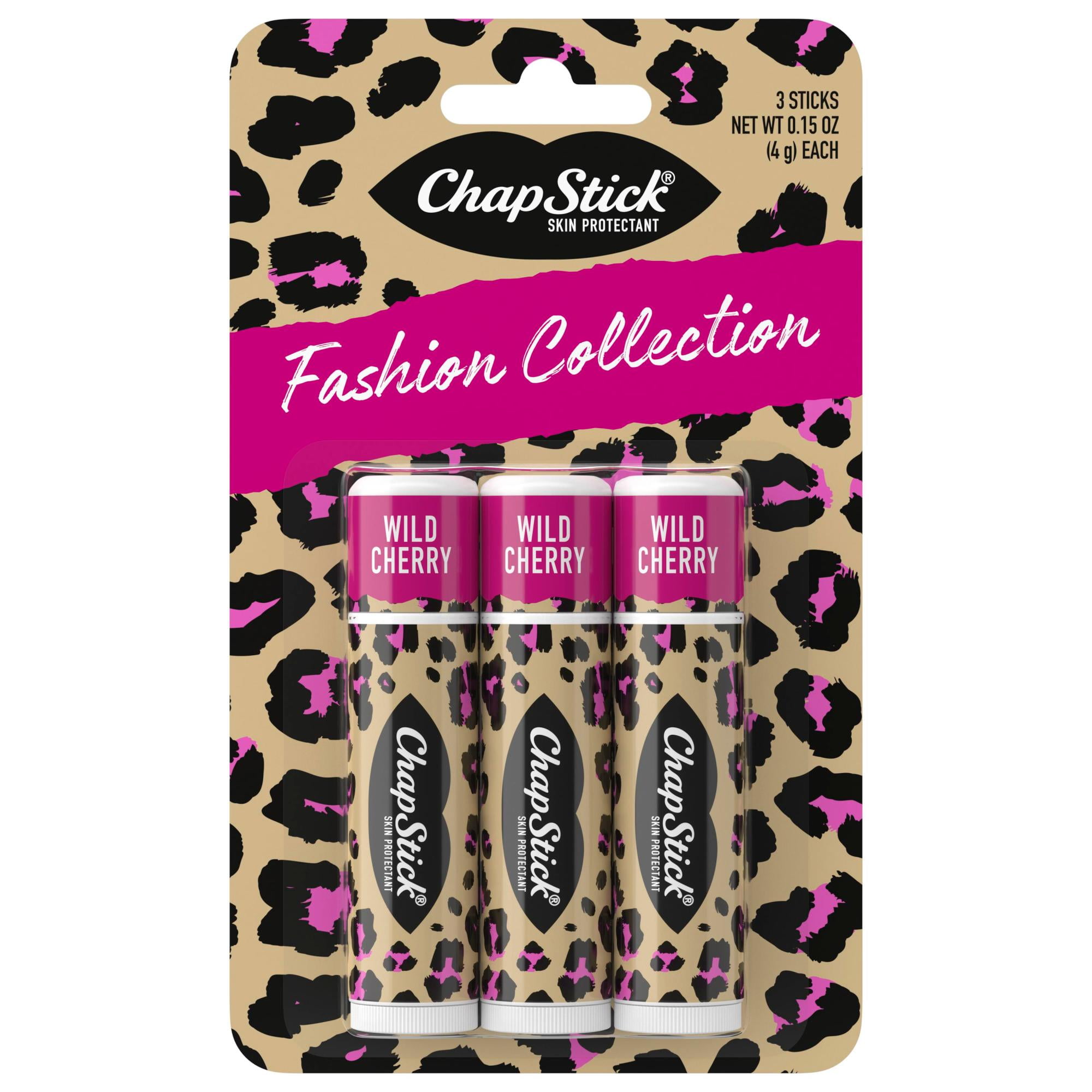 ChapStick Fashion Collection Leopard Lip Balm  Wild Cherry Flavored  0 15 oz  3 Pack