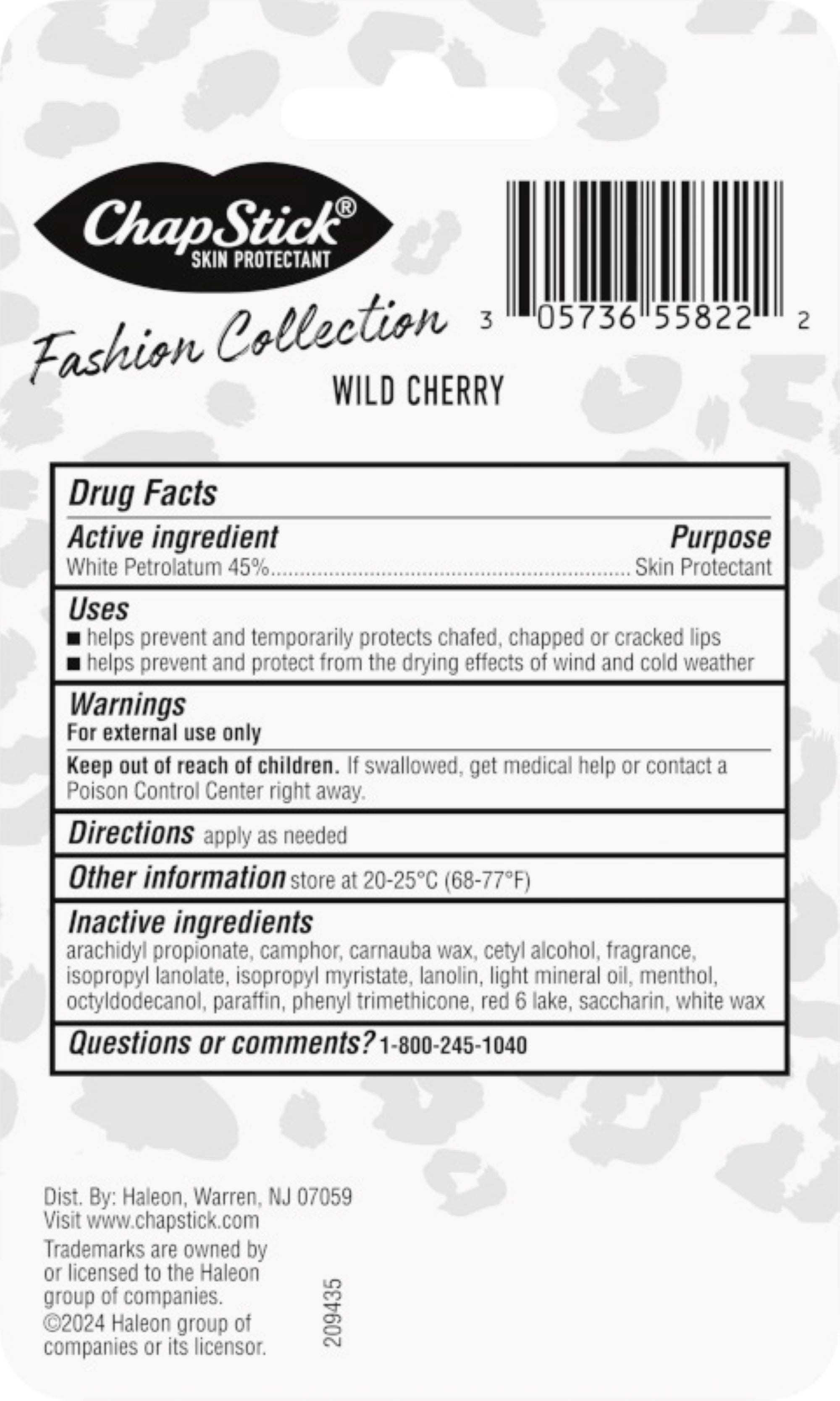ChapStick Fashion Collection Leopard Lip Balm  Wild Cherry Flavored  0 15 oz  3 Pack